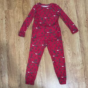 Vineyard Vines Red Kids Pajama Set with Tree Print